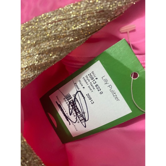 Lilly Pulitzer Emery Shift Dress Women's Size 0 Pink Gold Embellished V Neck - Picture 8 of 13